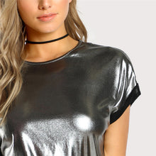 Load image into Gallery viewer, "Roll Cut" Shiny Silver Tee