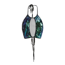 Load image into Gallery viewer, "Psychobae" Holographic Sequins Halter Top