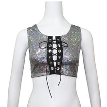 Load image into Gallery viewer, "Holographic Lace" Crop Top