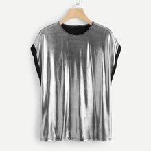Load image into Gallery viewer, &quot;Roll Cut&quot; Shiny Silver Tee